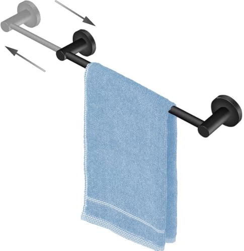 JINYOMFLY Toalleros de Baño Negro, Extensible de 40-70cm Toalleros de Acero Inoxidable, Barra Soporte para Toallero Pared para Cocina, Baño