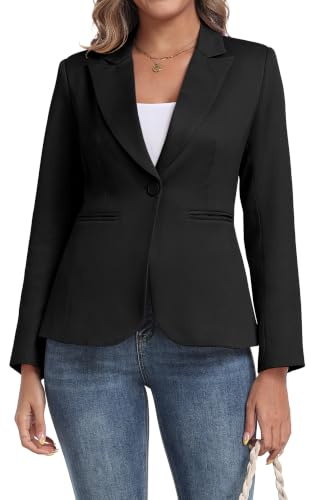 GRECERELLE Womens Blazer Suit Long Sleeve Ladies Jackets Casual Elegant Work Bussiness Peaked Lapel Blazers Work,Wedding with Buttons, Pockets for Women UK
