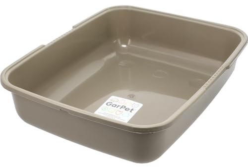 GarPet Katzenklo in 5 Größen Katzentoilette ohne Deckel Katzen WC Schalentoilette Klo grau eckig hygenisch L (48x38x12)