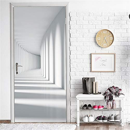 Adesivi per Porte 3D per porte interne Autoadesivo Creatività degli spazi bianchi 95x215cm fotomurali Decorazione da Parete Poster murale Decalcomanie Rimovibile Soggiorno Cucina Camera da letto Deco