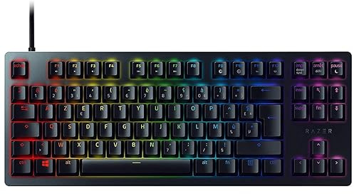 Razer Huntsman Tournament Edition (Red Switch) - TKL Compact Gaming Keyboard with Quick Linear Opto-Mechanical Switches (PBT Keycaps, Chroma RGB) - AZERTY Keyboard, Black