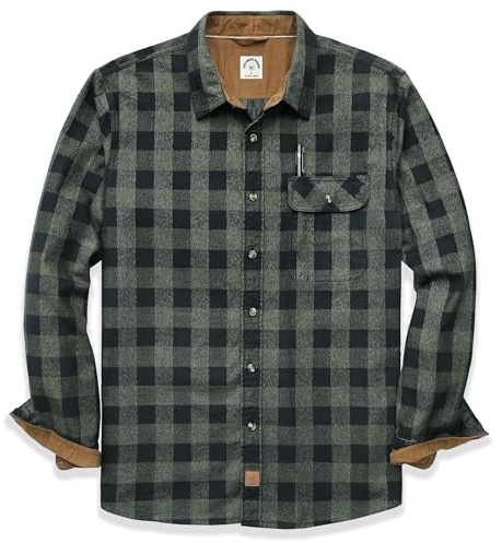 Dubinik® Camicia Flanella Uomo Quadri Camice in Flanella Uomo Regular Fit Casual Cotone Manica Lunga Bottoni Shirt in Pile