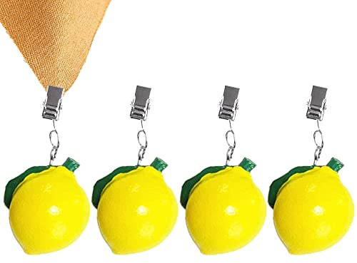 Dtoterul Tablecloth Weights Lemon Pack of 4 Tablecloth Weights for Outdoor Use Polyresin Lemon Tablecloth Weighted Table Cloth Clips Table Cloth Weight with Clamping Force for Covered Table