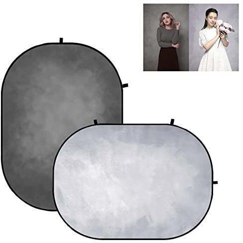 Kate dubbelsidig ljusgrå/mörkgrå bakgrund vikbar bakgrund för fotografering popup fotobakgrund vikbar vikbar fotobakgrund (1,5 x 6,5 fot/1,5 x 2 m)