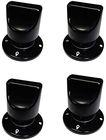 Ariston Indesit - Manopola per cucina piano cottura completa di ghiera e molla con incastro perno Ø 6 mm. in plastica nera - M2726 (4 pezzi)