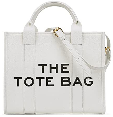 DKIIL NOIYB Tote Bag for Women, Large PU Leather Capacity Tote Bag Top-Handle Shoulder Crossbody Bags With Zipper Work Tote Bags Messenger Bag for School Office Daily, A01-white, 33W