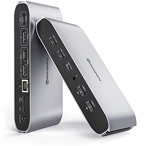 Minisopuru Displaylink Triple Display Docking Station for MacBook M1/M2/M3/M4/Windows,DisplayLink Docking Station with 2 HDMI & 2 DisplayPort,100W Charge, USB-C Data, Ethernet, Audio, 4 USBA Ports