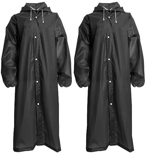 Fayemint Poncho Pluie 2 Pièces, Imperméable avec Capuche, pour Randonnée, Camping, Voyage, Cyclisme (Noir)