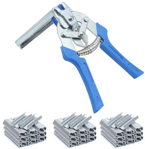 BREUAILY Hog Ring Pliers Set Type M Nail Ring Pliers und 1800Pcs M Clips Rapid Automatische Zaun Zange Drahtbefestigungszange für Zäune Pet Käfige Matratzen Auto Kissen