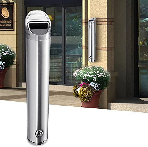 SSLW Wandaschenbecher Aus Metall, Edelstahl-Aschenbecher, 48 cm, 1,8 L, Metall-Rußsäule, Wandaschenbecher Für Den Außenbereich, Mit Schloss, Zigarettenkippen-Entsorgung Für Kommerzielle Straßen