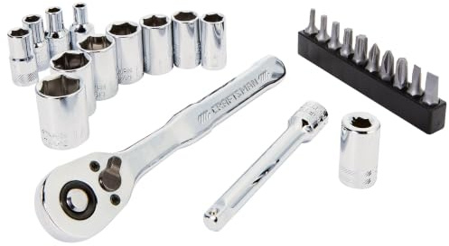 CRAFTSMAN Socket Set, 24-Piece, 1/4 Inch Drive, Metric, Includes Storage Case, 90-Tooth (CMMT12110LZ)