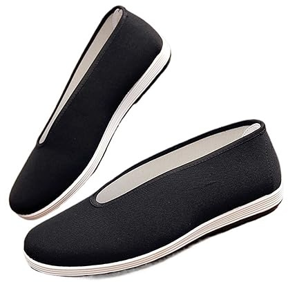 Zapatos de Estilo Chino Tradicional for Hombres, Zapatos de Kung Fu, Antiguo Beijing, Bruce Leer, Tai Chi, Wushu, Zapatos de Artes Marciales Negros, Traje, Ropa Deportiva Zapato de Tela(2,48 EU)