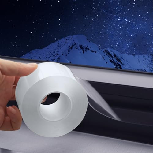vsshe Transparent Window Seal Weather Sealing Tape 5cm*10m Waterproof Window Draft Isolation Sealing Film Tape, No Residue Tape, Transparent Adhesive Tape, for Winter, Window, Door Draft Stopper Roof