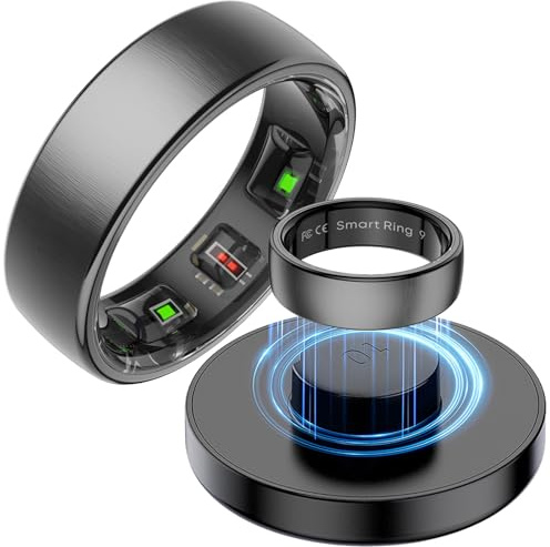 Bague intelligente pour homme et femme - Fréquence cardiaque SpO2 - Tracker d'activité - Étanchéité IP68 - Contrôle des gestes - Podomètre - Android iOS