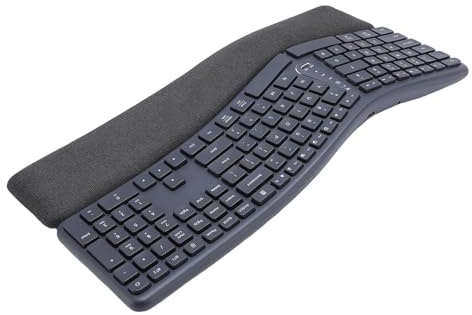 Trådlöst Ergonomiskt Delat Tangentbord med Dämpad Handledsstöd, 2.4G Dual Mode Ergonomiskt Tangentbord med USB C -laddningsbart 200H -batterijusterbar Lutning för Mac