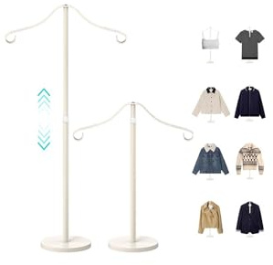 Reusable Shirt Display Stand-Mannequin Torso Tshirt Display Stand for Retail/Vendors,18-33 Adjustable Dress Form Mannequin Stand Clothes Rack,Portable Holder Jacket Coat Hanger,All Metal/White/2 Pack