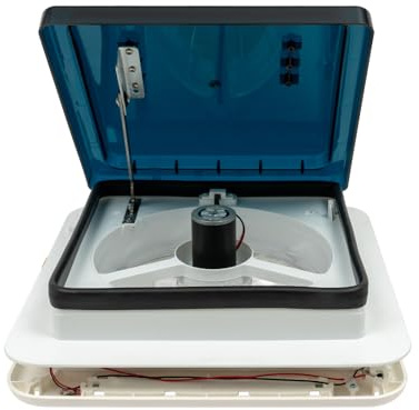 ATIVLB RV-Dachventilator, Weißer RV-Dachlüfter, RV-Lüftungsventilator,10 Lüfterblätter,mit LED-Licht,für Entfernen von Rauch, Feuchtigkeit und Gerüchen aus Wohnmobilen,Schwarz,360x360mm