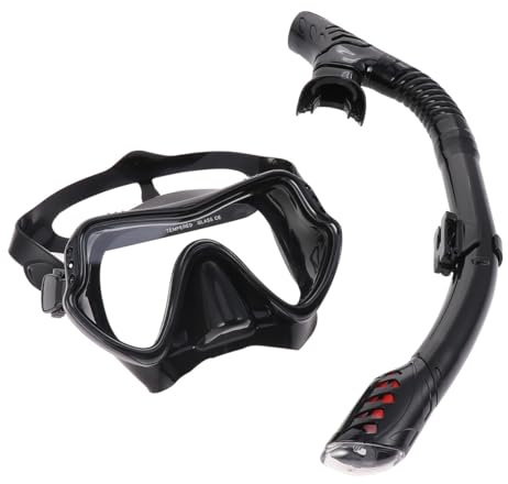 DECORNIJIA Masque Snorkeling Silicone avec Tuba Intégré Kit de Plongée Étanche Anti-buée pour Hommes et Femmes Grand Cadre Noir pour Natation et Plongée en Surface