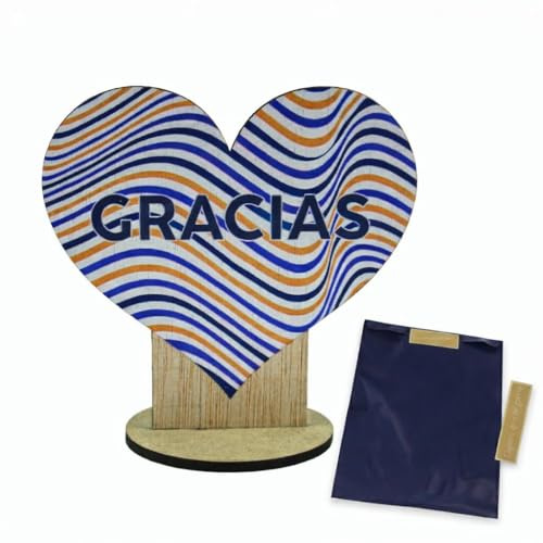 EWALAMI Tarjeta de Agradecimiento en Madera Natural Gracias | Regalo Original y Emotivo | Grabado Láser de Calidad | Incluye Soporte | Ideal para Amigos, Familia, Compañeros, Profesores (CORAZON)