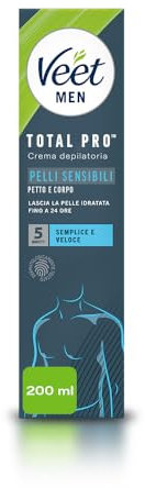 Veet Men Enthaarungscreme für Herren, Brust und Körper, für empfindliche Haut, dermatologisch getestet, 200 ml