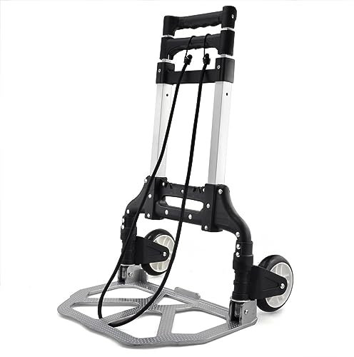 Yaheetech Carrello Portapacchi Pieghevole Carrellino Salvaspazio con Ruote in Lega di Alluminio Asta Telescopica Portata 75 kg
