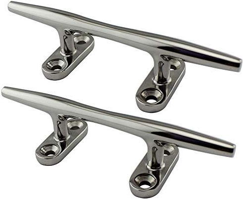 POFET 2 Pcs 6 inch-100mm 316 Stainless Steel Heavy Duty Boat Hollow Base Cleat for Marine Yacht