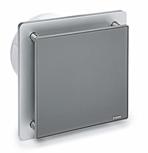 STERR Grå badrumsfläkt 150 mm – badrumsfläkt – glasfront – modernt utseende – BFS150-G – 25 W