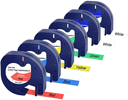 6 Stück Kompatibel DYMO LT Modelle Etikettenband 91201, 12mm x 4 m für Dymo LT-110T LT-100H LT-2000 LT- QX50 Etikettendrucker Thermodrucker Papier, Ideal für Heim und Büro