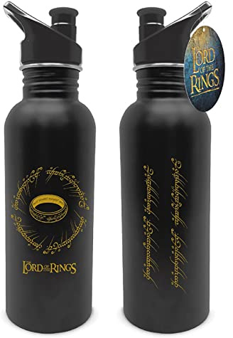PYRAMID International The Lord of the Rings Water Bottle (One Ring Design) 19oz Insulated Metal Water Bottle- Official Merchandise, Black