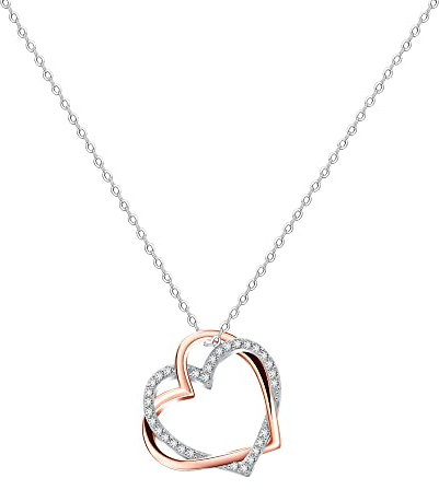 VANSZA Silber Kette Damen 925 Sterling Silber Glücksschlösser Herzen Damen Halskette mit Anhänger für Mädchen Frauen mit Schmuckbox