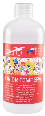 AERO Tempera monocolore, bianco, 0,5L, non tossico, colori brillanti e intensi, altamente pigmentato, verniciabile con acqua, adatto per numerose tecniche di pittura