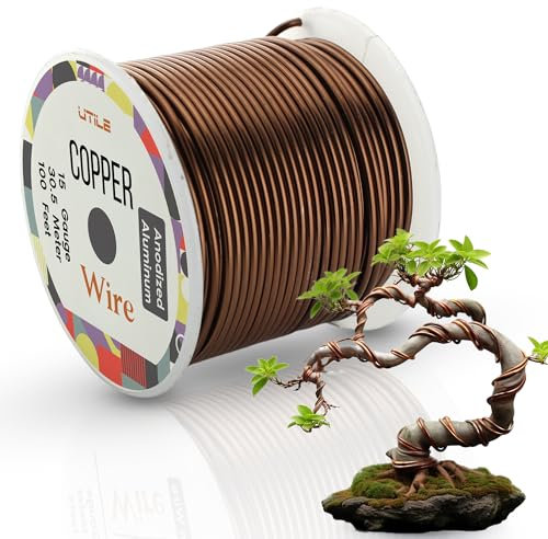 Bonsai-Draht, eloxierter Aluminiumdraht, 1,4 mm, 15 Gauge, Bonsai-Trainingsdraht, biegbarer, flexibler Bonsai-Baumdraht, stark korrosions- und rostbeständiges Pflanzendraht-Set