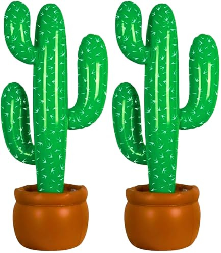 SHATCHI Large Inflatable Cactus Wild West Cowboy Mexican Hawaiian Beach Party Decoration Fiest 86cm Real Size, Green, one (Pack of 2)