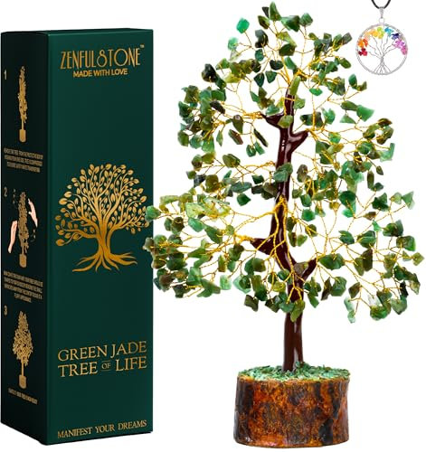Green Jade Crystal Tree of Life for Luck & Prosperity Decor for Home and Office | Handmade Bonsai for Wealth & Balance and Good Fortune | Perfect Well-being Gift for Loved ones