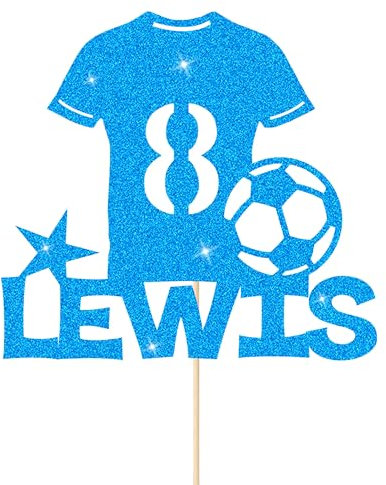 Football Cake Topper Personalised Birthday Cake Decorations Football Gifts for Kids Boys Men Husband Daddy Grandpa Football Lovers Cake Toppers (Blue)