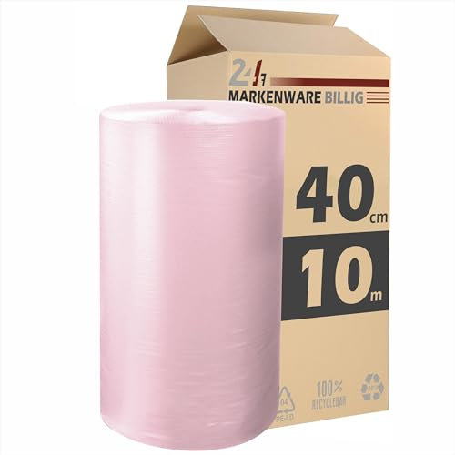 Luftpolsterfolie kleine Rolle 40cm x 10m Noppenfolie - Bubble Wrap Verpackungsmaterial - Polster - Pack - & Verpackungsfolie (1x 40cm x 10m)