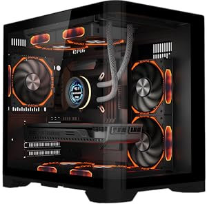 iONZ Flow Mini - PC Gaming Case, Curved tempered Glass, Dual Dynamic, ITX | Includes 3 ARGB PWM Fans - Black