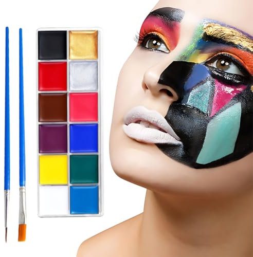 NOPKESV 12 Colori Truccabimbi Set Bambini Waschbar Face Paint Bodypaint Trucca Bimbi Make Up Professionale per Halloween Fasching Carnevale San Valentino