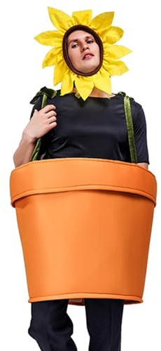 SunflowSolros Vase Kostym - Solros Blomkruka Kostym för vuxna, Uniqer scenföreställningar Kostymer | Solroskläder för vuxna | Solros Bonsai Kostym i Masker