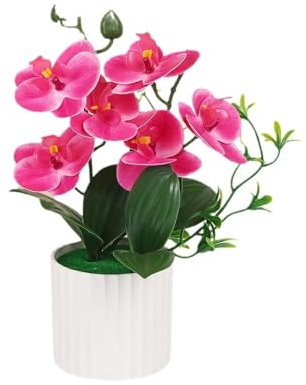 XIZHI Orchidée artificielle en pot de 28,4 cm au toucher réaliste dans un vase, fleurs phalaenopsis artificielles pour centre de table, maison, bureau, décoration de fête de mariage (violet)