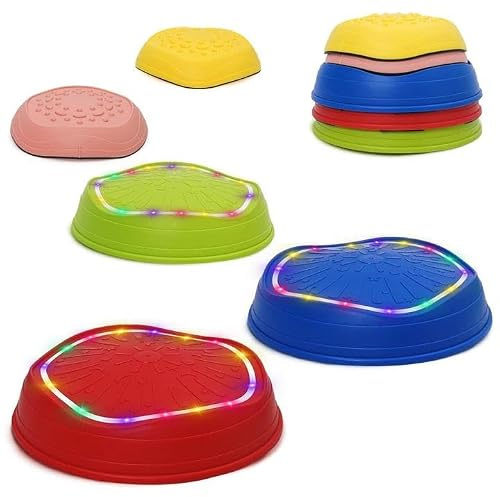 Stepping Stones for Kids, 5 Stackable Sensory Stones for Kids Outdoor Indoor, Non-Slip Play Equipment, Obstacle Courses, Improve Coordination