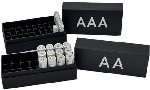Batterilådor för 24 STK AA och 50 STK AAA batterier och batterier förvaringslåda, låda med lock, 2 stycken paket