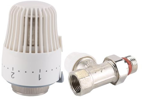 Gorise Testa valvola termostatica, kit termostato completo, valvole di riscaldamento in ottone a canale, valvola radiatore a canale bianco da 1/2