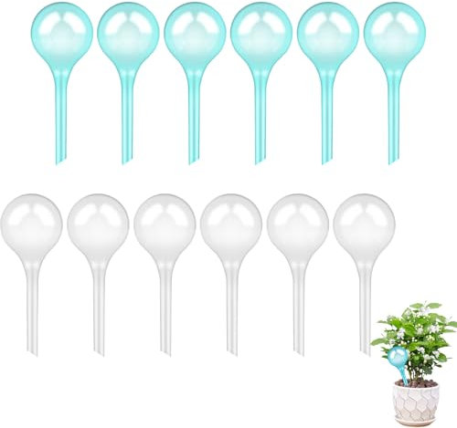 Satiskid 12 Stück Kleine Pflanzen Gießkugeln 13x5cm Automatische Bewässerungskugeln Topfpflanzen Selbstbewässerung-Kugeln für Pflanzenbewässerung im Innen und Außenbereich