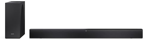 SHARP HT-SBW310 2.1-Kanal Ultra-Slim Soundbar, schlanker kabelloser Subwoofer,ROKU Ready, 330 W max. Leistung – Dolby Atmos,DTS Virtual:X,HDMI eARC,Bluetooth 5.3,USB-Wiedergabe,wandmontierbar –Schwarz