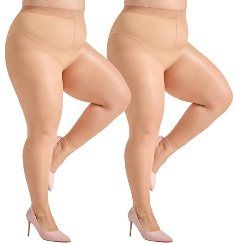 Aaronano Collants sans pied pour femme - Grandes tailles - Collants fins, couleur chair, 3XL-4XL grande taille