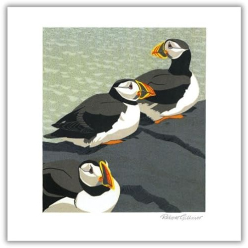 Museums & Galleries Birthday Card for Men or Women - 'Puffins' by Robert Gillmor - Blank Inside - Artistic Wildlife Greeting Card