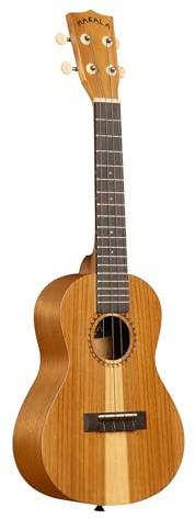 Kala Makala Konzert-Ukulele aus indonesischer Akazie, warmer Ton, Aquila B-Blacks-Saiten, klassisches Design, langlebige Konstruktion, zweifarbig
