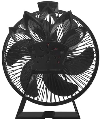 Efficiente ventola di distribuzione del calore a 6 pale ventola per stufa alimentata a calore con coperchio Risparmio di combustibili Rimani caldo Silenzioso Circolazione dell'aria efficiente