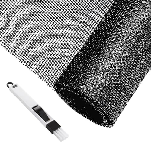 GLQ Zanzariera Rete in Fibra di Vetro per Finestre 300 * 150CM Telo Ricambio, Net Resistente a Raggi UV, per Finestra e Porta Zanzariere Tagliabile Rotolo (Nero)